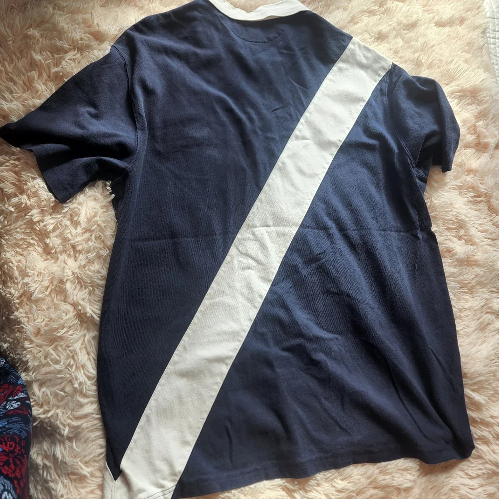 Polo by Ralph Lauren Navy and Cream Diagonal Stripe Shirt